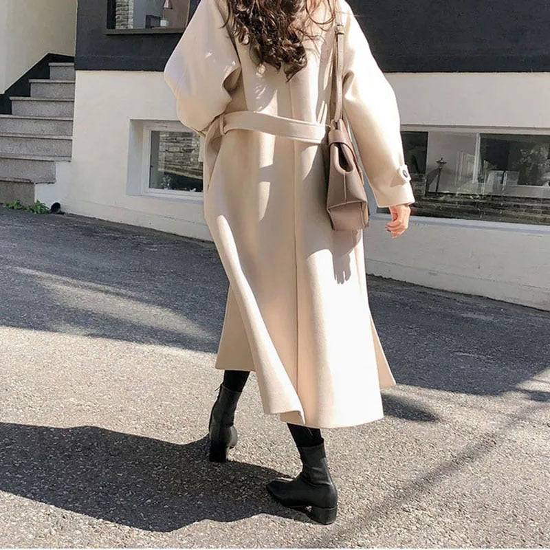 Trench-coat long ceinturé pour femme