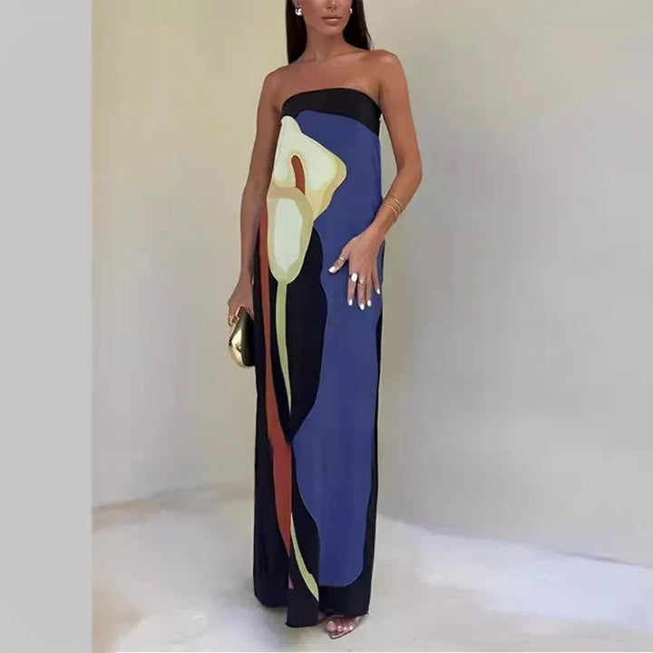 Women's Printed Strapless Maxi Dress
