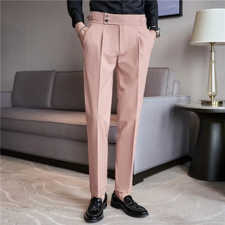Men's High Waist Double Pleat Trousers