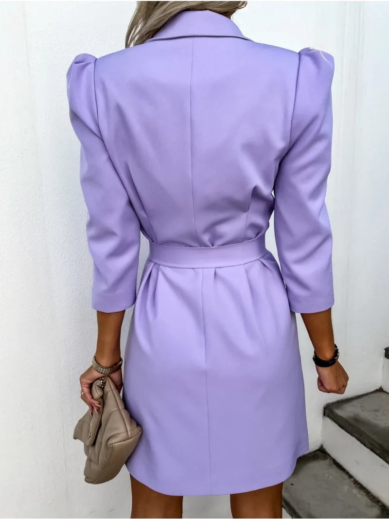 Valerie | Mini Navy Dress with Belt and Decorative Buckle