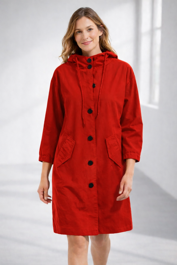 Women's Hooded Jacket with Button Front