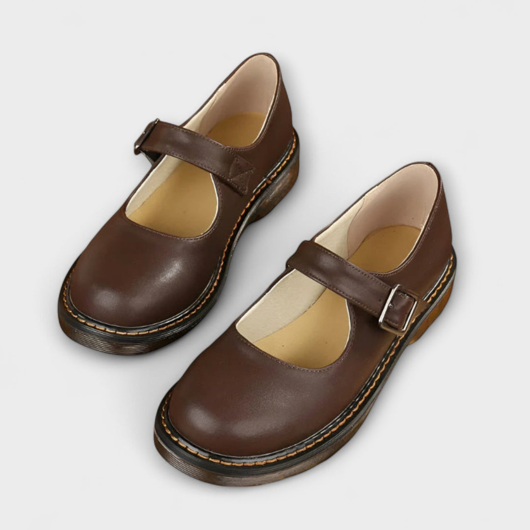 Women's Mary Jane Flat Shoes with Buckle Strap