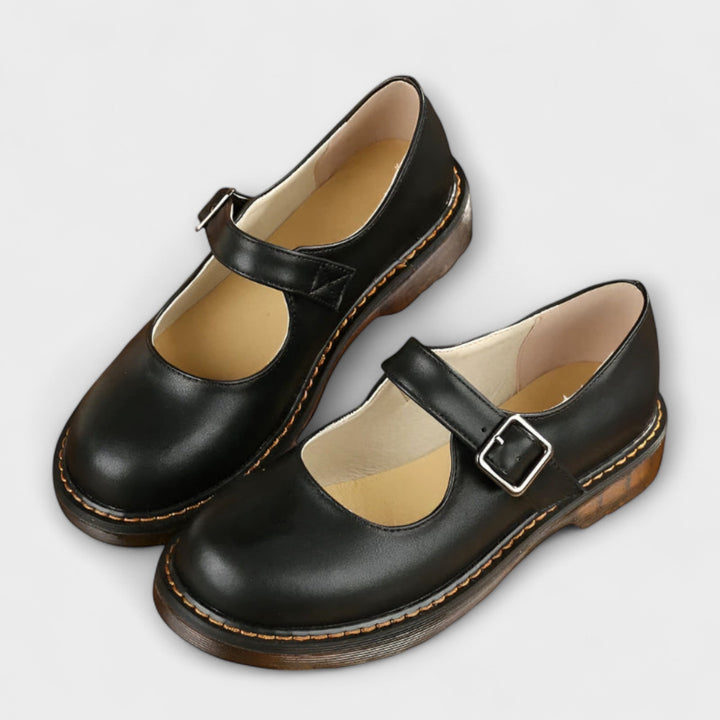 Women's Mary Jane Flat Shoes with Buckle Strap