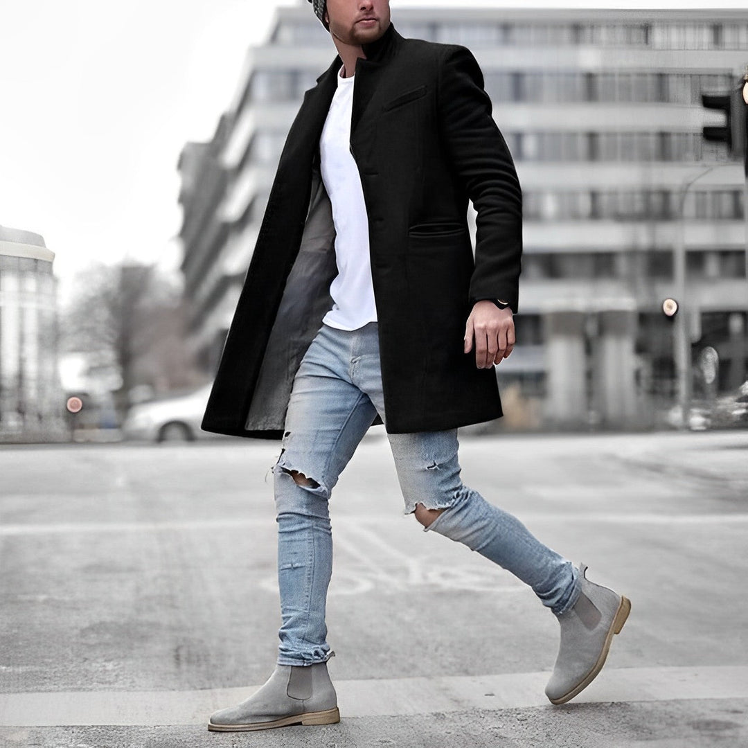 Men's Slim Fit Stand Collar Overcoat