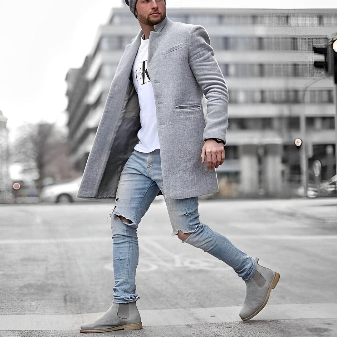 Men's Slim Fit Stand Collar Overcoat