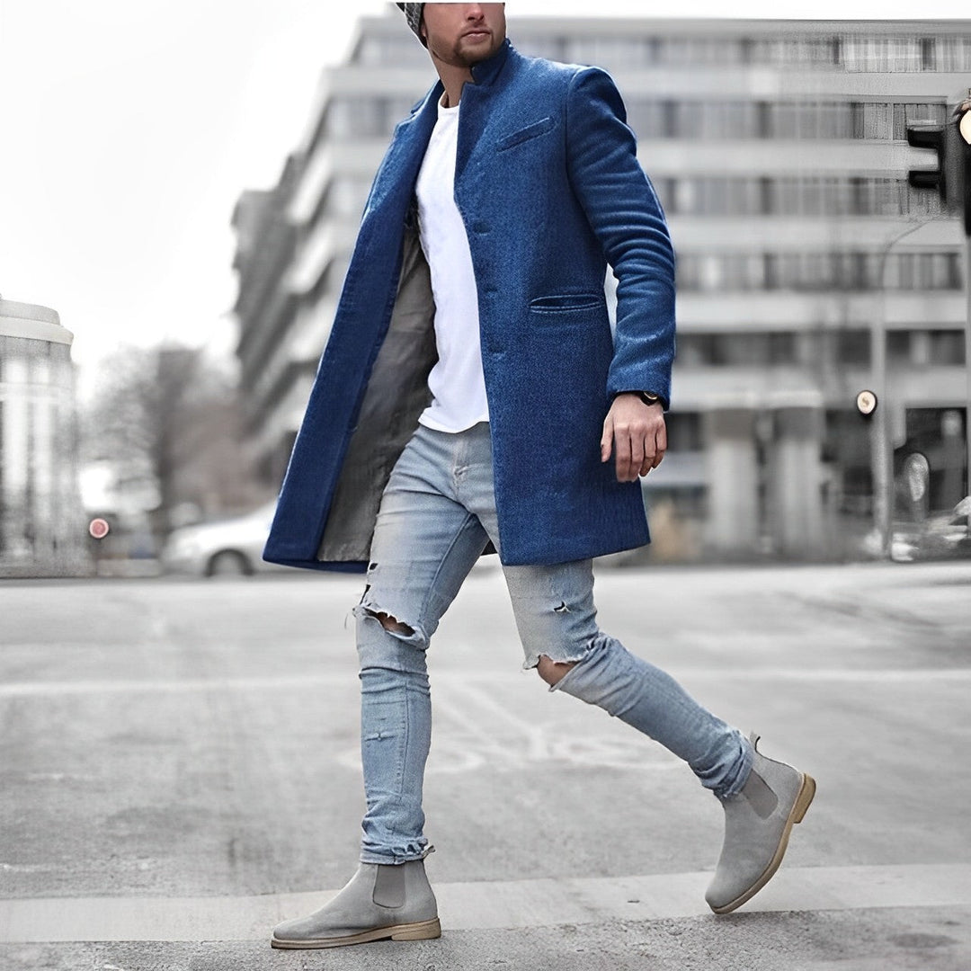 Men's Slim Fit Stand Collar Overcoat