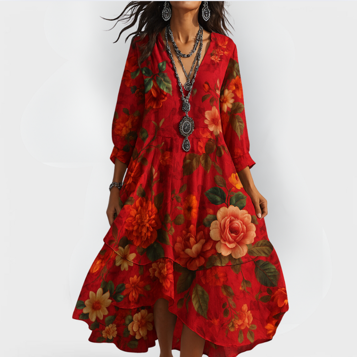 Women's Summer Maxi Dress with V-Neck
