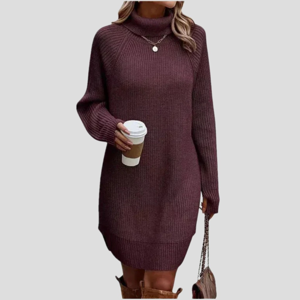 Women's Turtleneck Midi Sweater Dress