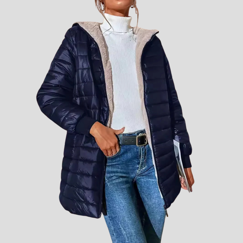 Women's Quilted Winter Coat with Fur Lining