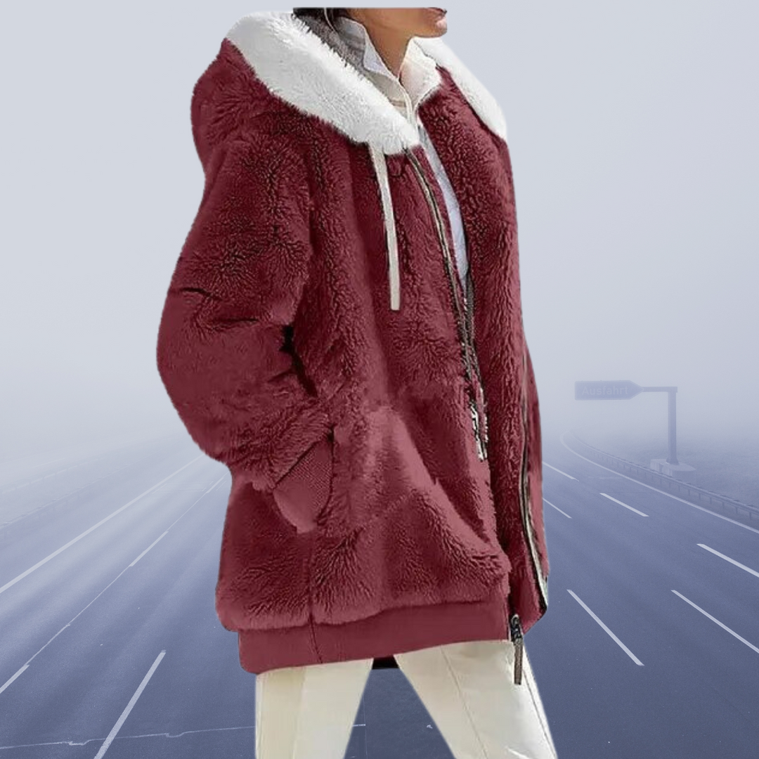 Women's Oversized Teddy Jacket with Hood