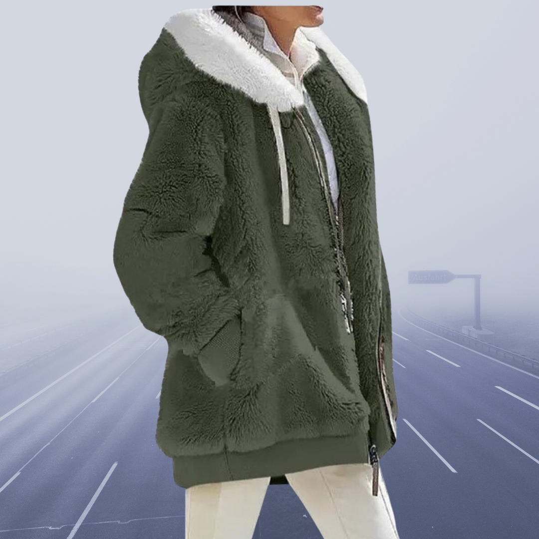 Women's Oversized Teddy Jacket with Hood