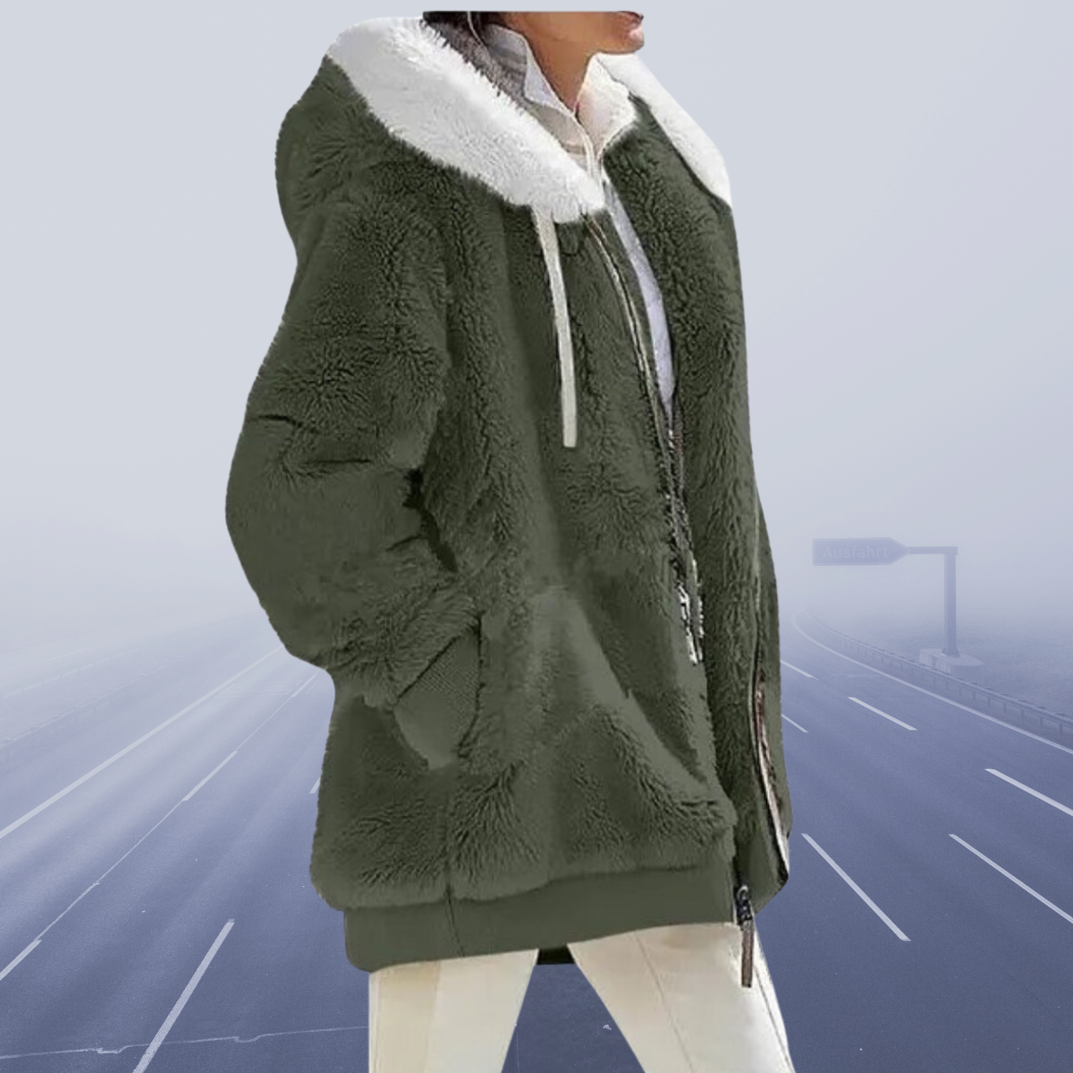 Women's Oversized Teddy Jacket with Hood