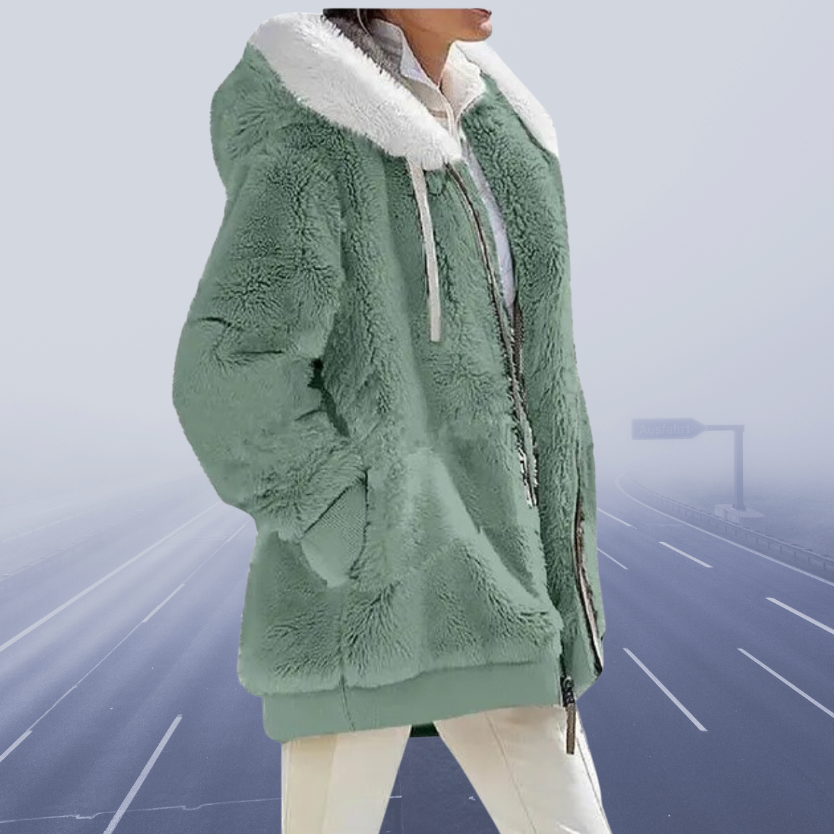 Women's Oversized Teddy Jacket with Hood
