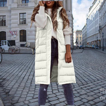 Women's Longline Puffer Gilet with Hood