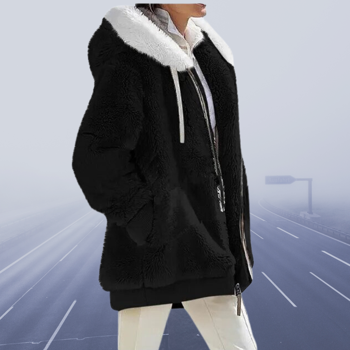 Women's Oversized Teddy Jacket with Hood