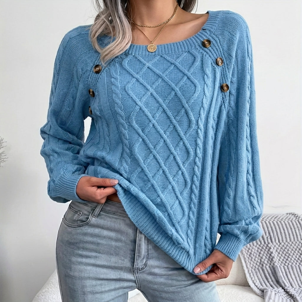 Pull en maille torsadée à manches raglan pour femme