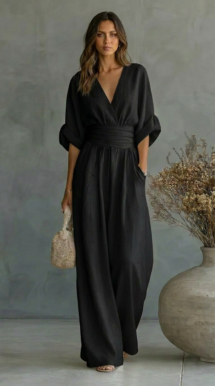 Women's V-Neck Wide Leg Jumpsuit