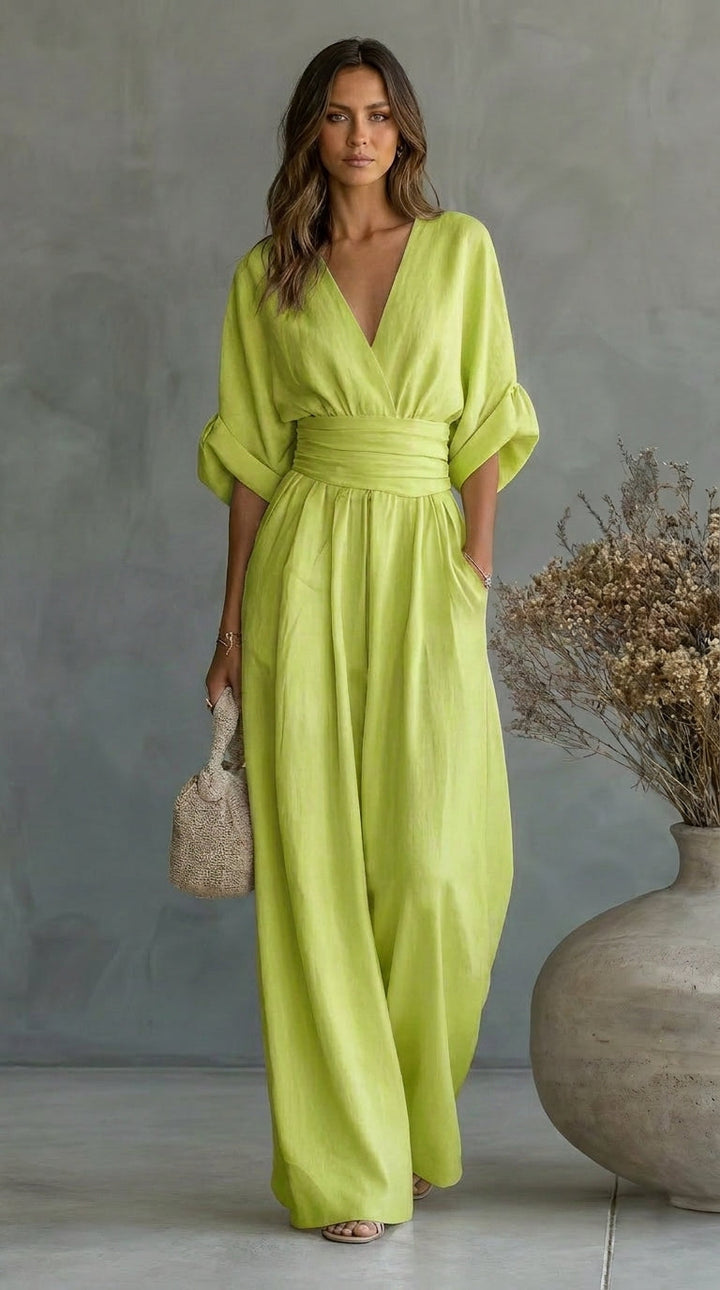 Women's V-Neck Wide Leg Jumpsuit