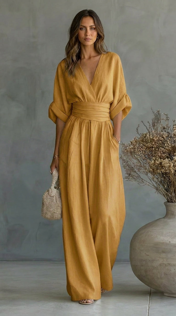 Women's V-Neck Wide Leg Jumpsuit