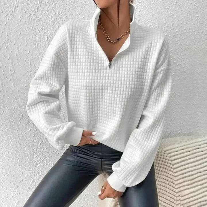 Women's Quilted Half-Zip Jumper with Stand Collar
