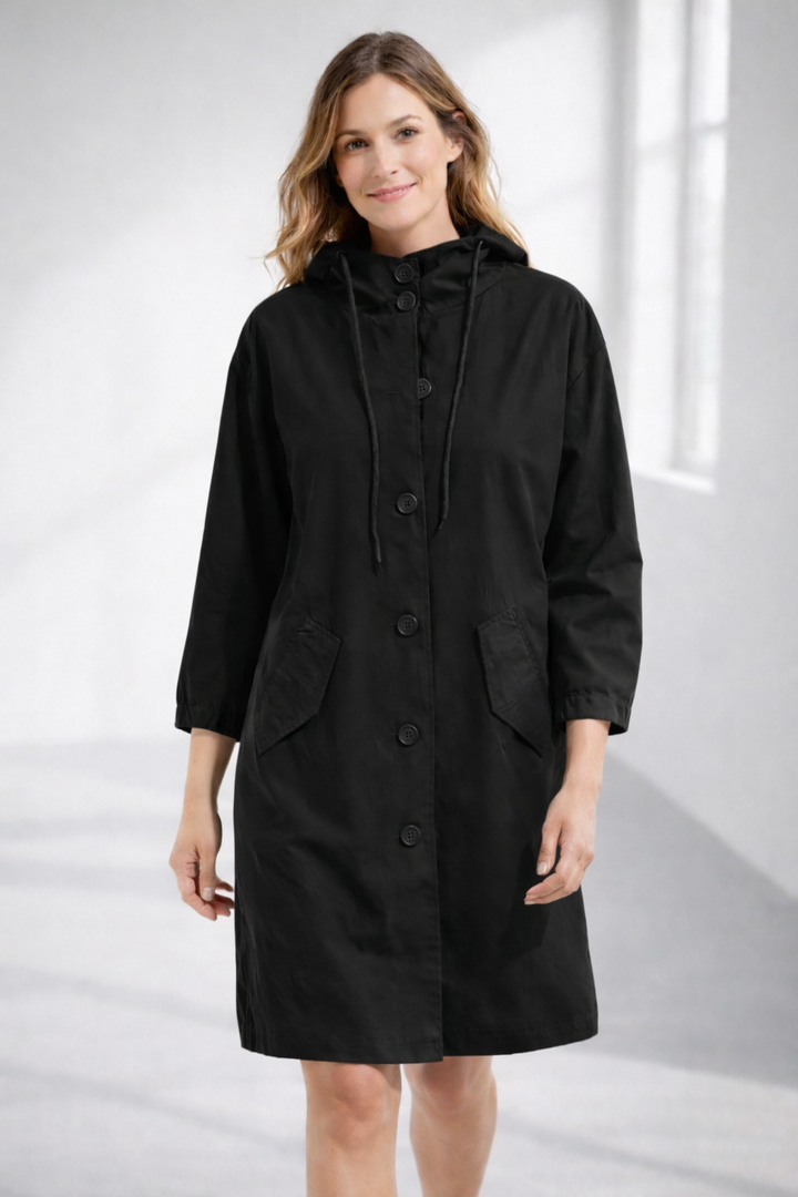 Women's Hooded Jacket with Button Front