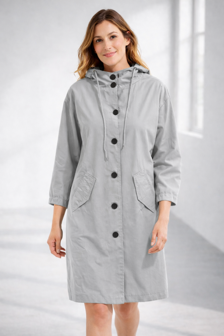 Women's Hooded Jacket with Button Front
