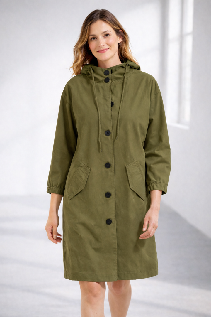 Women's Hooded Jacket with Button Front
