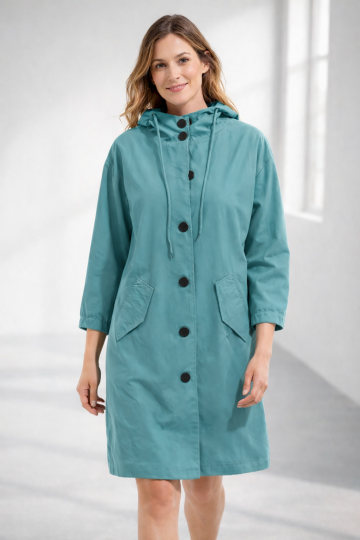 Women's Hooded Jacket with Button Front