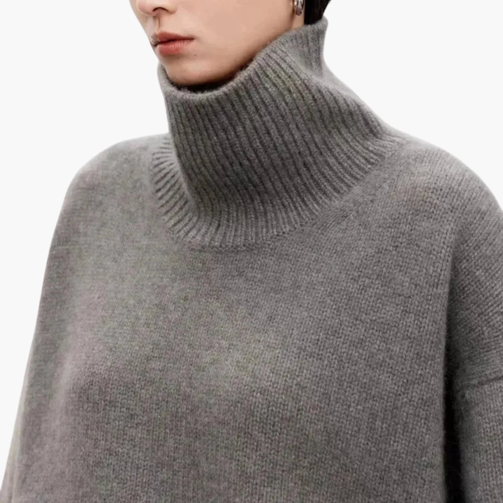 Women's Oversized High-Neck Jumper with Long Sleeves