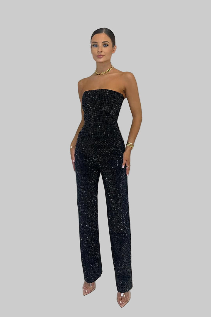 Vanessa | Women's Strapless Glitter Jumpsuit