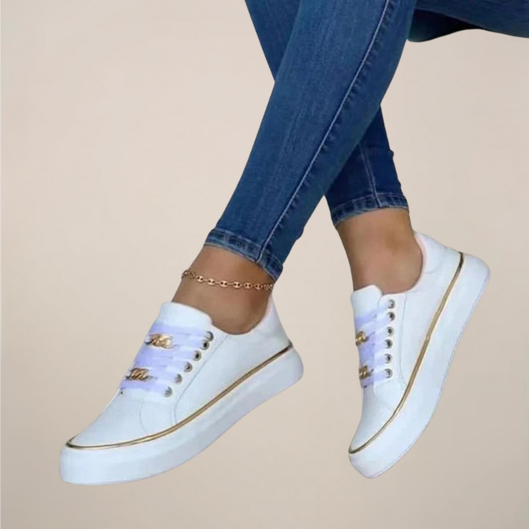 Women's Sneakers Gold Accents Casual
