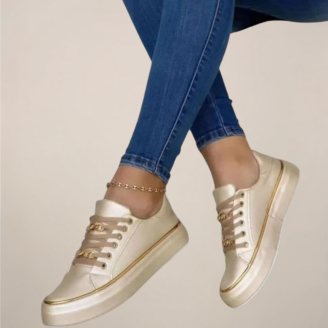 Women's Sneakers Gold Accents Casual