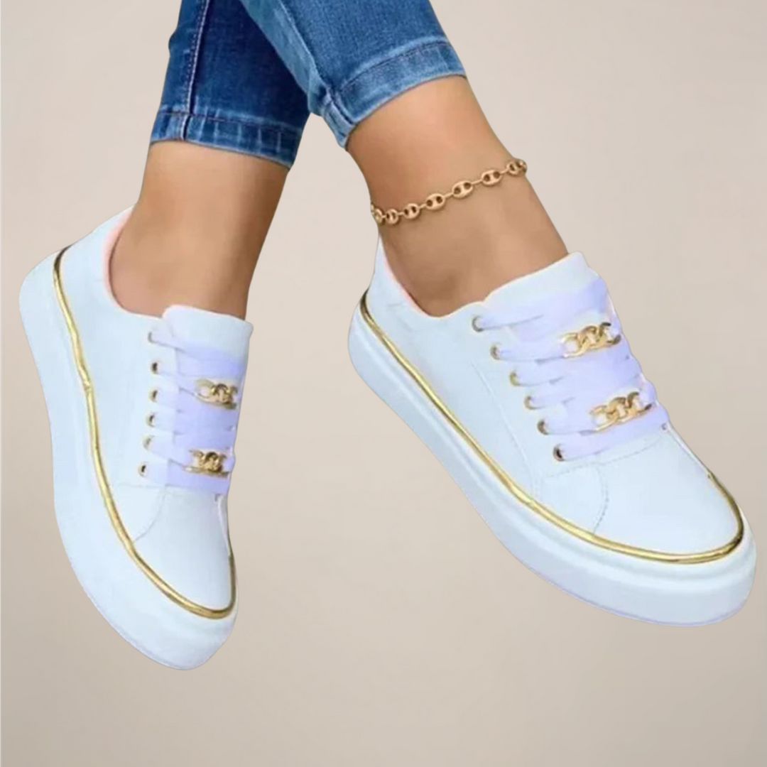 Women's Sneakers Gold Accents Casual