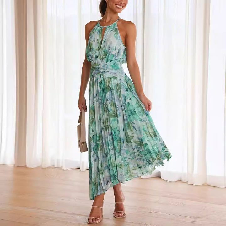 Floral Halter Midi Wedding Dress