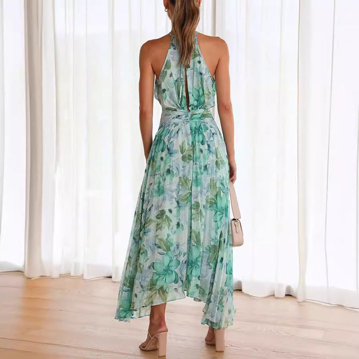 Floral Halter Midi Wedding Dress