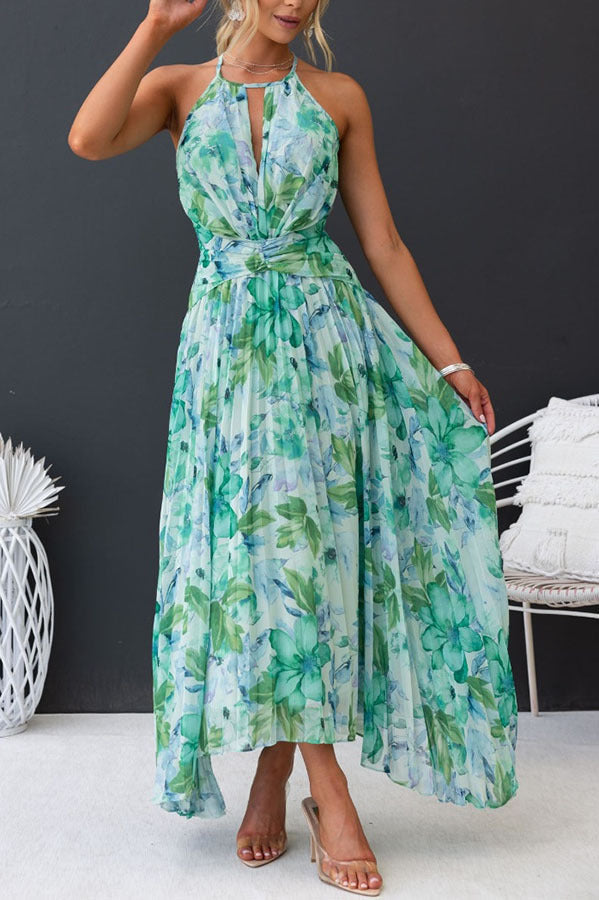 Floral Halter Midi Wedding Dress