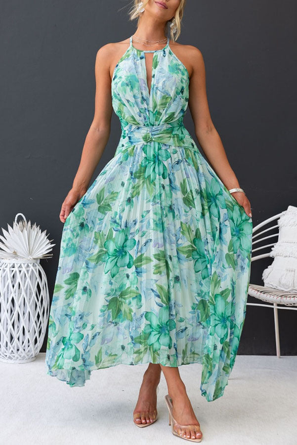 Floral Halter Midi Wedding Dress