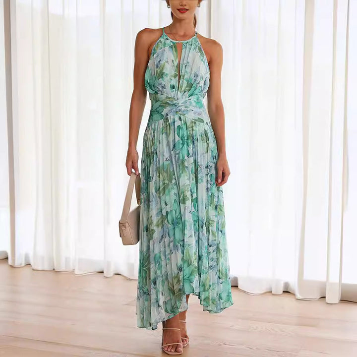 Floral Halter Midi Wedding Dress
