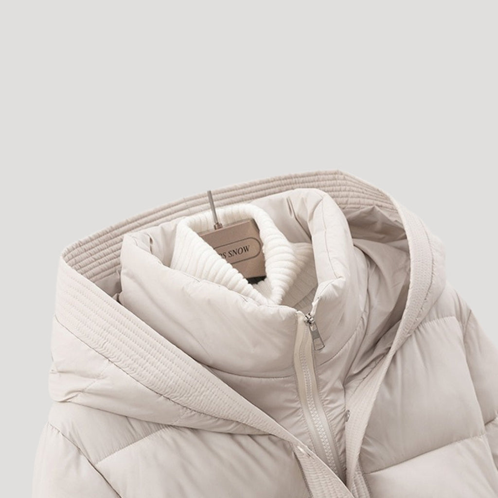 Doudoune à capuche pour femme avec ceinture