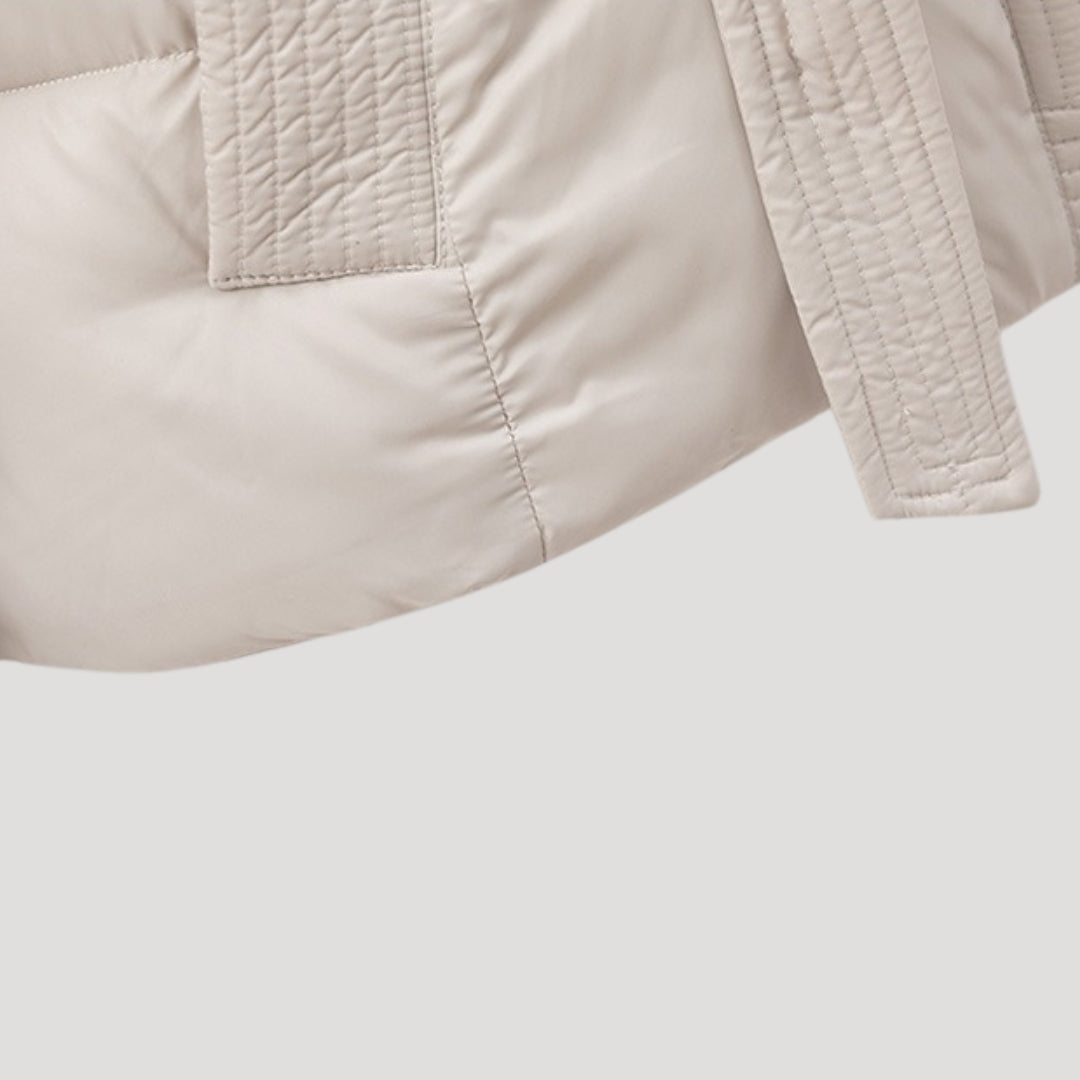 Women's Hooded Puffer Jacket with Belt