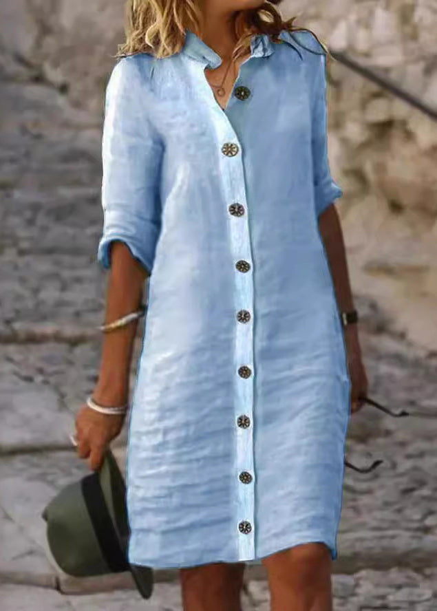 Women's Shirt Dress with Buttons and 1/2 Sleeves