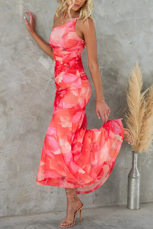 One-Shoulder Midi Wedding Dress