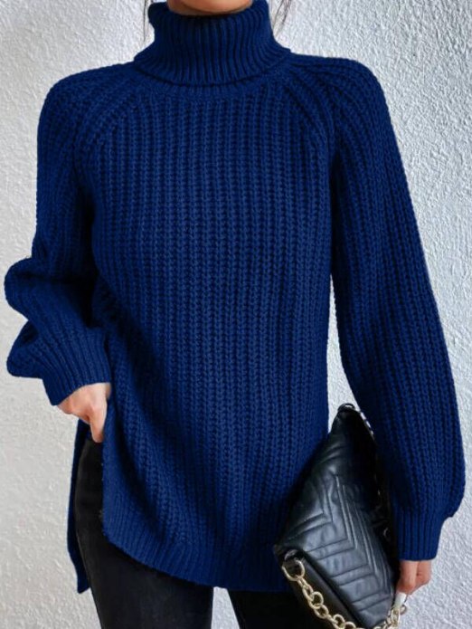 Women's Roll Neck Jumper with Long Sleeves