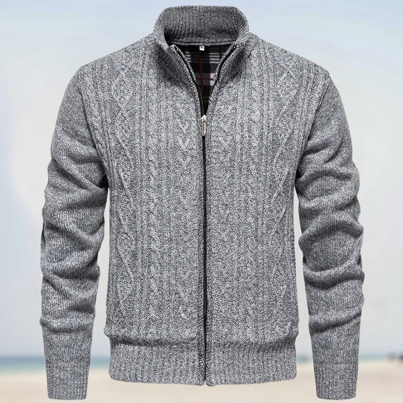Men's Cashmere Knit Cardigan with Zipper