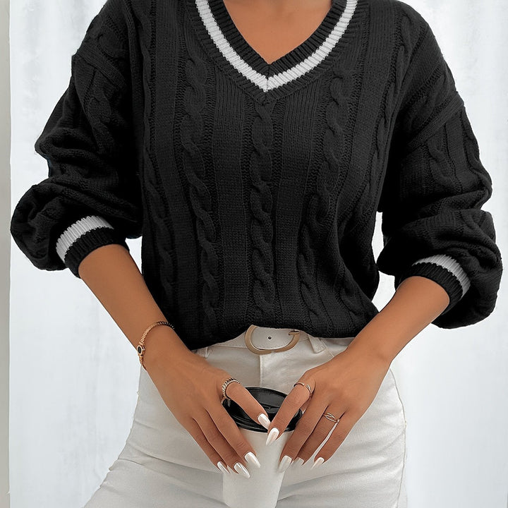 Women's Cable Knit V-Neck Jumper