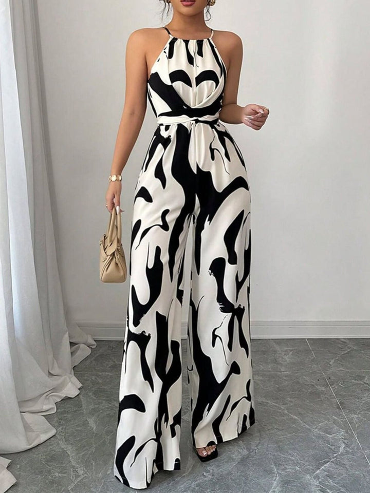 Women's Abstract Print Wide Leg Jumpsuit