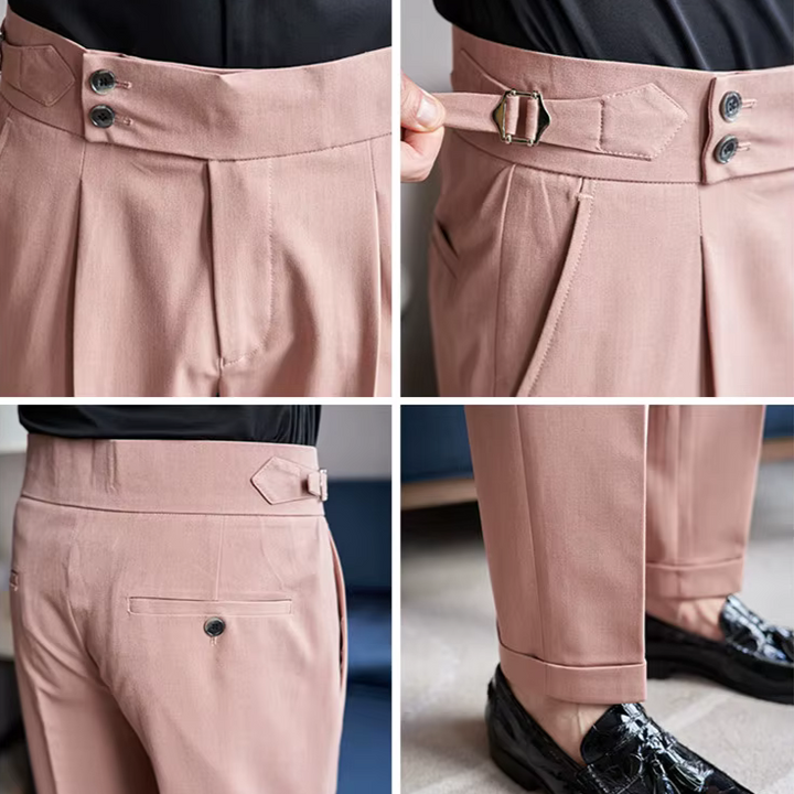 Men's High Waist Double Pleat Trousers
