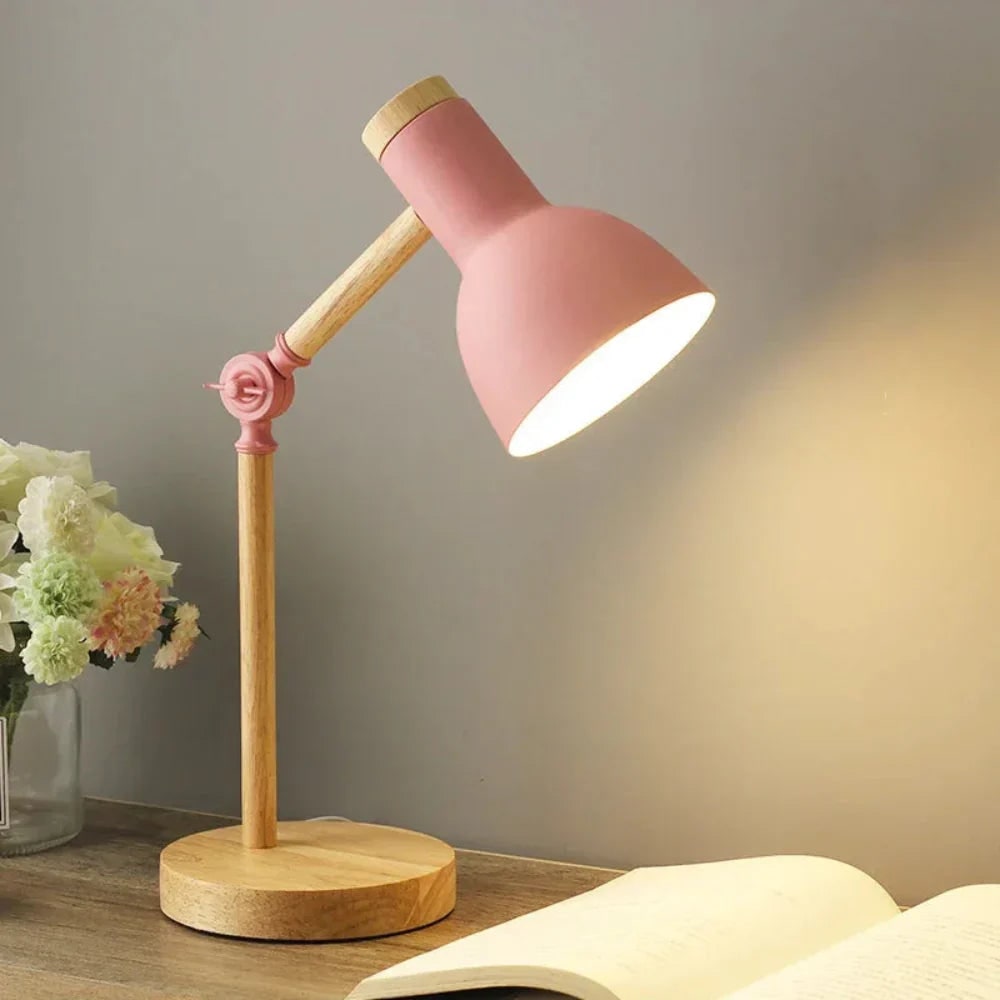 Adjustable Desk Lamp with Mid Century Modern Swing Arm and Wood Metal Design - Image 2