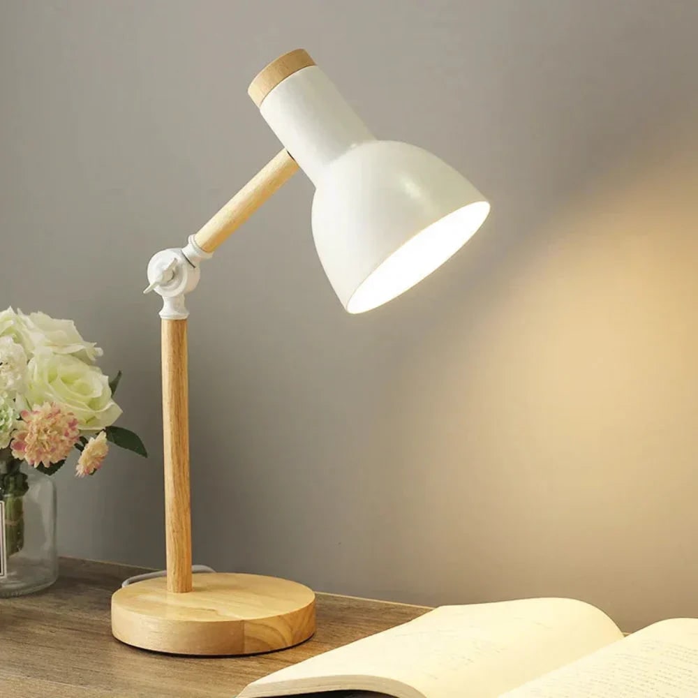 Adjustable Desk Lamp with Mid Century Modern Swing Arm and Wood Metal Design - Image 3