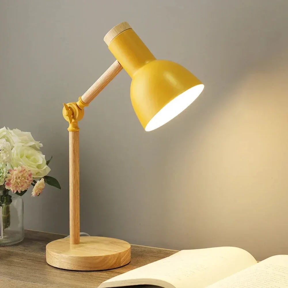 Adjustable Desk Lamp with Mid Century Modern Swing Arm and Wood Metal Design - Image 4